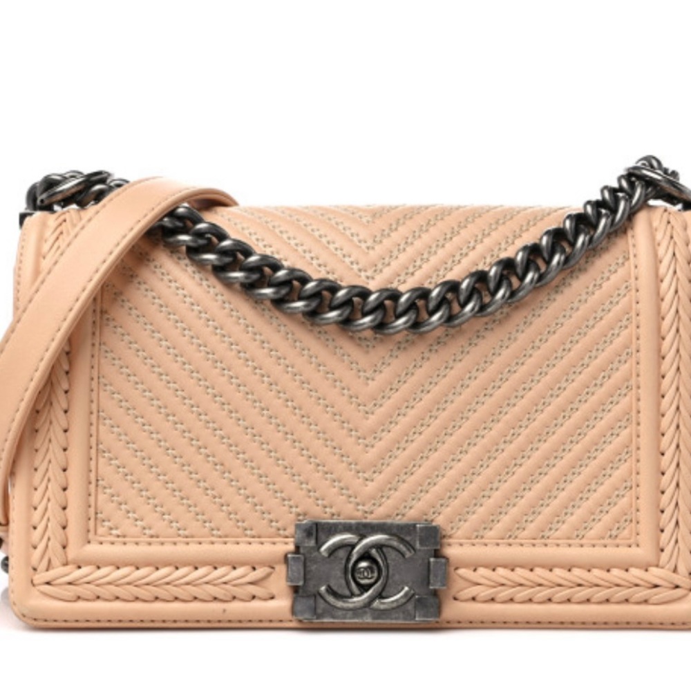 Chanel calfskin chevron boy flap bag
